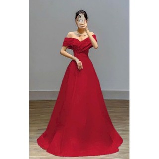 ĐẦM XÒE BẸT VAI DÀI THƯỚT THA ĐÍNH HOA 3D( được kiểm tra hàng)