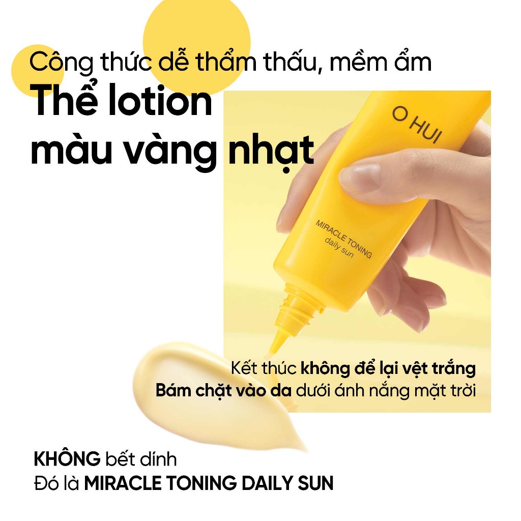 Bộ 3 món kem chống nắng cấp ẩm dưỡng da đa chức năng OHUI Miracle Toning Daily Sun SPF50+/PA+++ 100ML