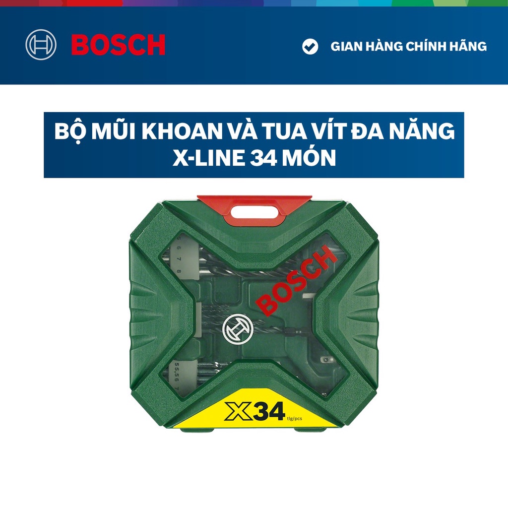 Bộ mũi khoan và vặn vít Bosch X-Line 34 món 2607010608