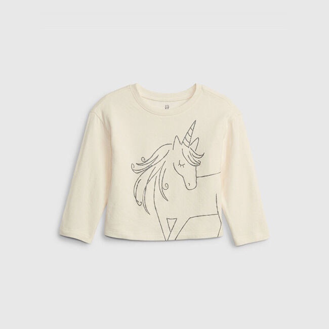 GAP - Áo Thun Tay Dài Em Bé Gái Toddler - Graphic - BOXY DBL KNIT GR T 756745-00