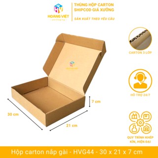 Size 30x21x7 cm - Combo 50 Thùng Hộp Carton Nắp Gài Trơn Đóng Hàng, Hộp Đóng Hàng Ship Cod - HVG44