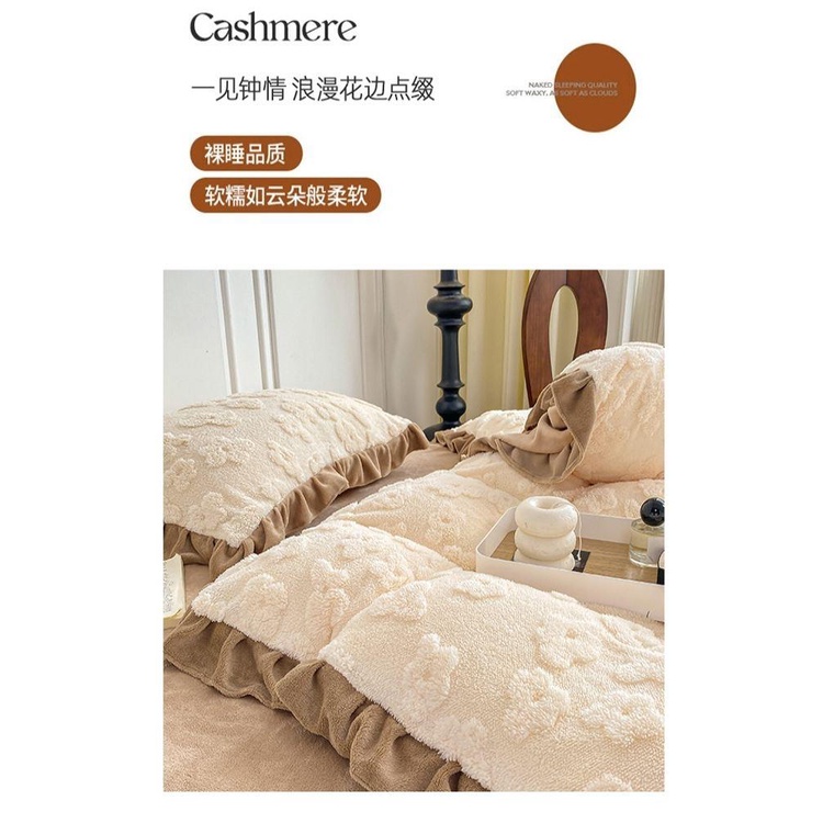 Vỏ Gối Chăn Và Ga Giường Nhồi Bông Nhung coral Hai Mặt Dày Giữ Ấm Mùa Đông 2023 ne