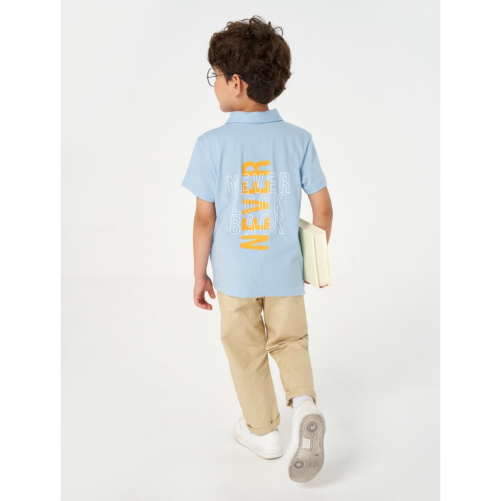 Áo polo bé trai CANIFA 100% cotton, cổ bẻ tay cộc có hình in 2TP23S003