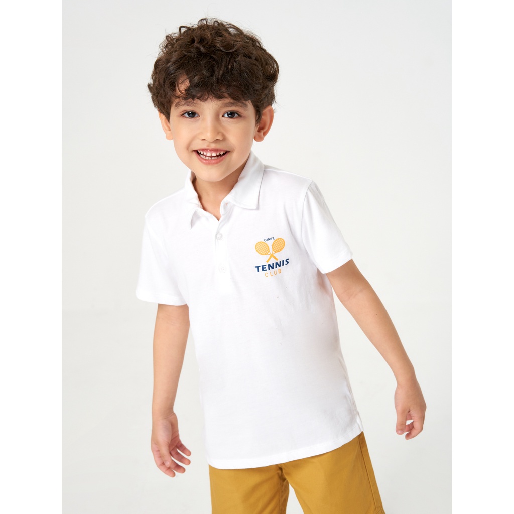 Áo polo bé trai CANIFA 100% cotton, cổ bẻ tay cộc có hình in 2TP23S003