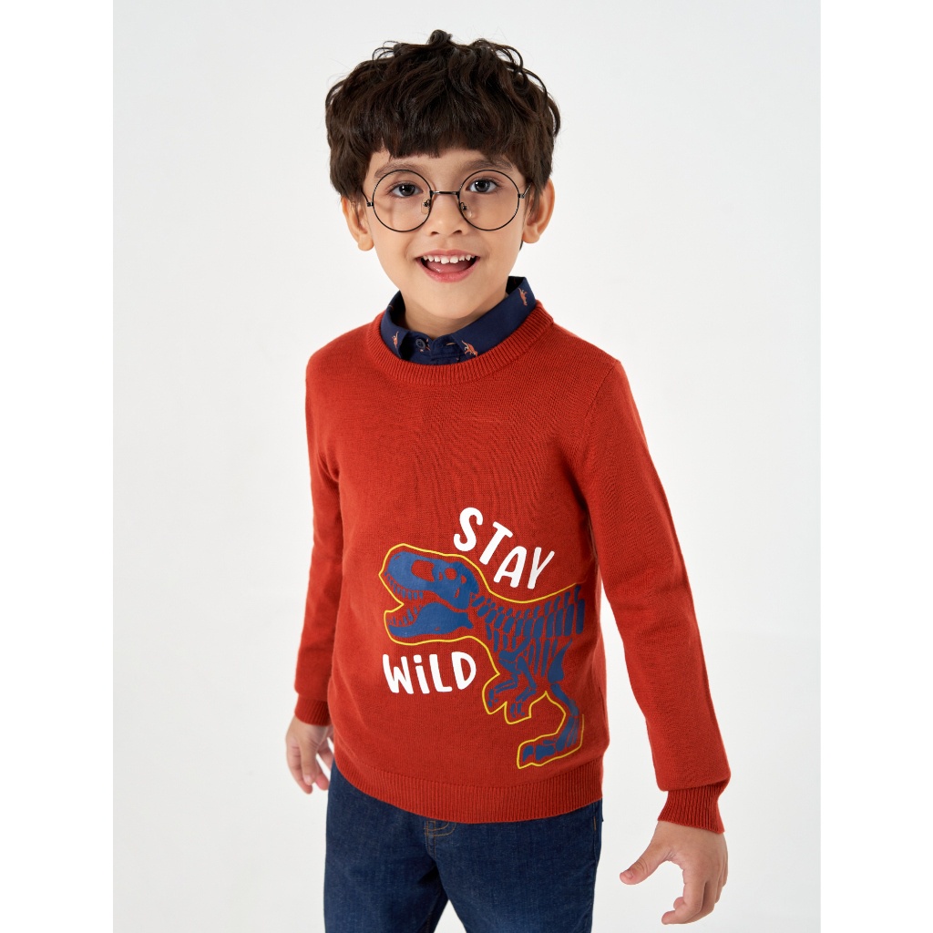 Áo len bé trai CANIFA áo len cổ tròn dài tay ML23 2TE22W007