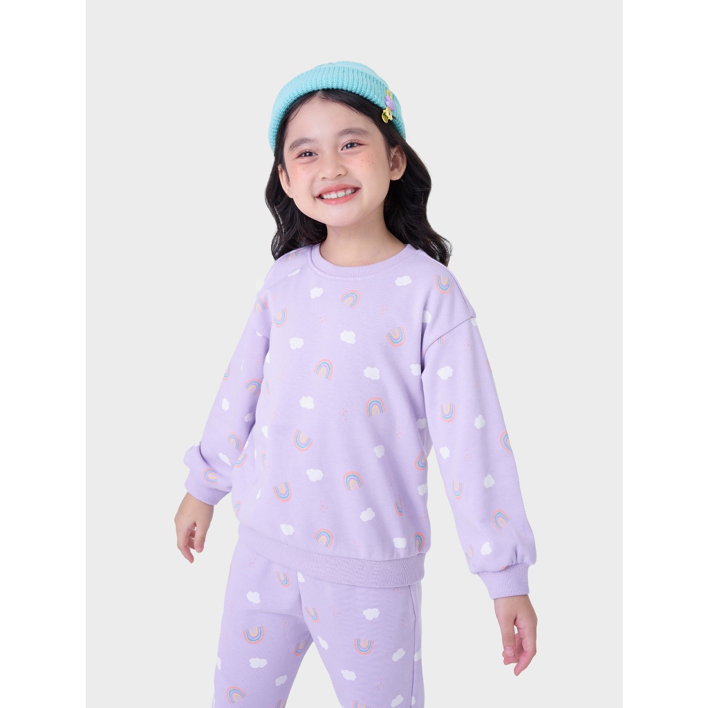 Áo nỉ bé gái CANIFA chất liệu cotton in hoạ tiết 1TW23W012