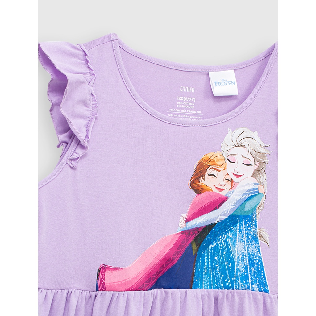 Váy liền bé gái CANIFA chất liệu cotton, cổ tròn tay cánh tiên, dáng xoè 1DS23S009