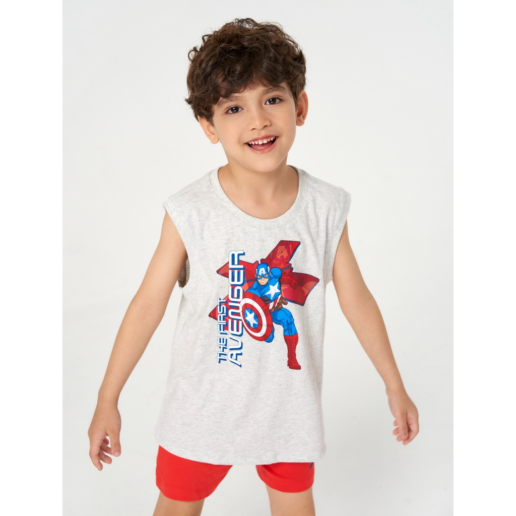 Áo sát nách bé trai CANIFA in Avenger 100% cotton, cổ tròn tra bo 2TA23S002