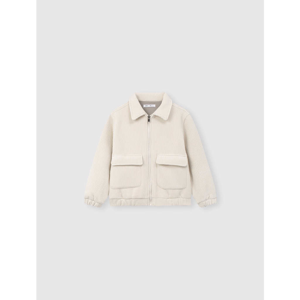 Áo khoác bé trai CANIFA dài tay cổ bẻ có túi chất nhung ép 2 mặt 2OT23C002