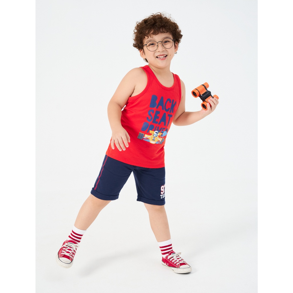 Áo ba lỗ bé trai CANIFA chất liệu 100% cotton in hình ô tô 2TA22S021