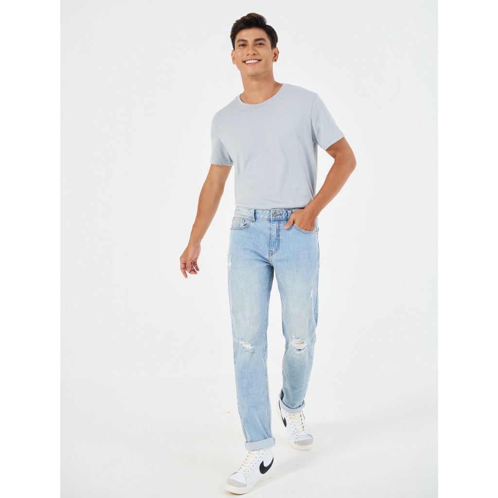 Áo phông nam CANIFA tay ngắn, cổ tròn, chất liệu cotton pha co giãn, thấm hút tốt, kiểu dáng basic thoải mái - 8TS22A001