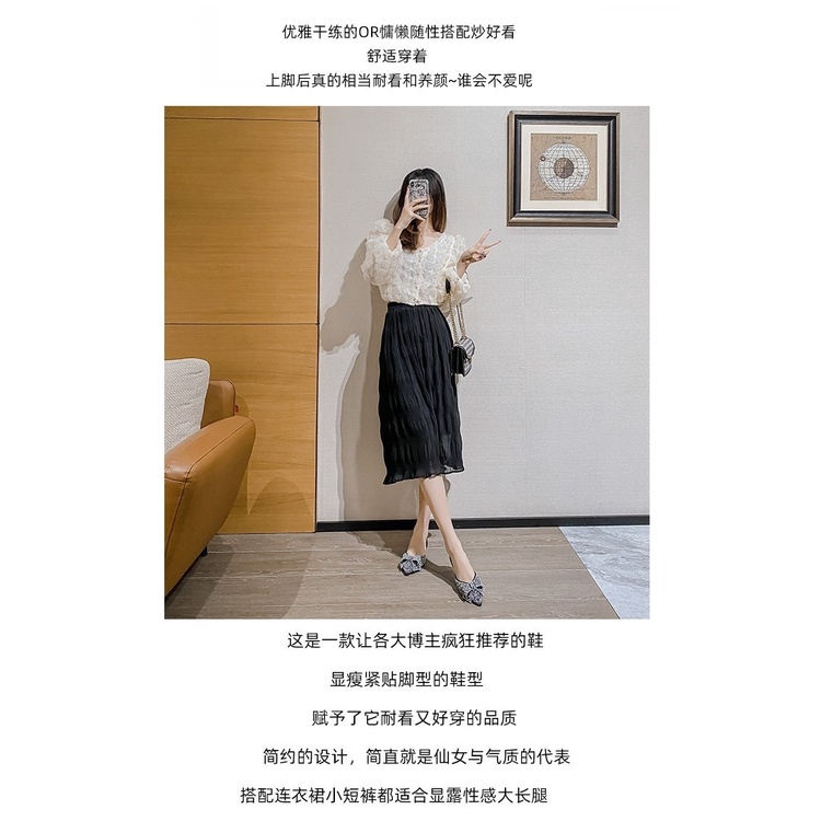 Giày Búp Bê Mũi Nhọn Đính Đá Phong Cách Thời Trang Pháp Mới 2023 size Lớn 41-43