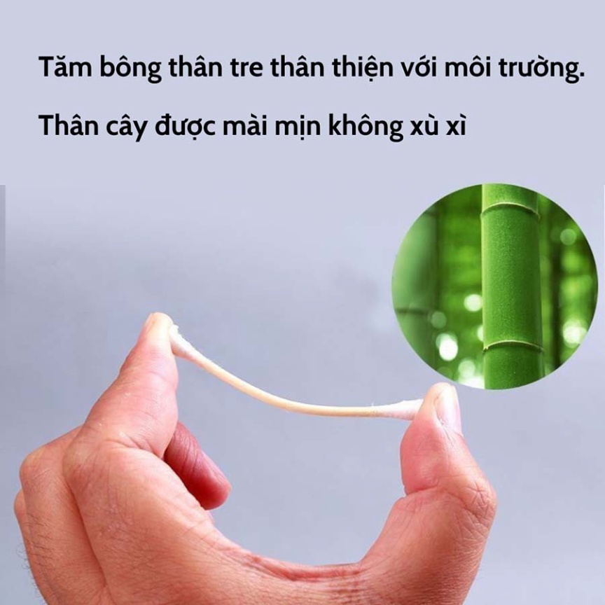 100 Que Bông Ngoáy Tai lấy Ráy Tai Thân Gỗ Tre .ĐTLV