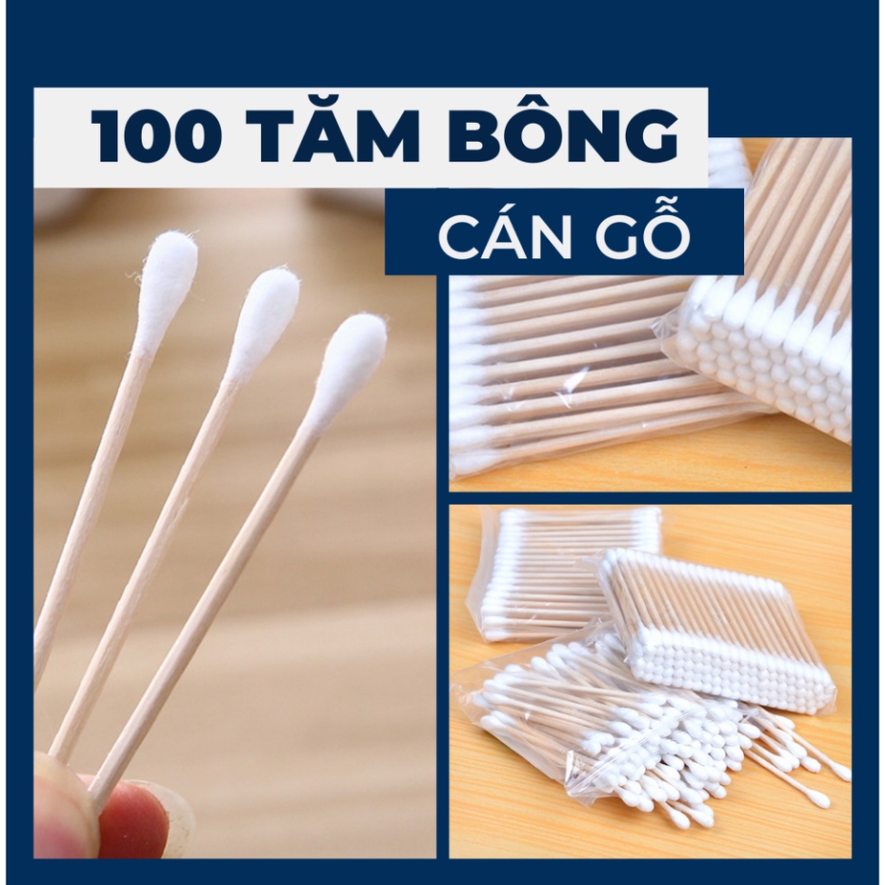 100 Que Bông Ngoáy Tai lấy Ráy Tai Thân Gỗ Tre .ĐTLV