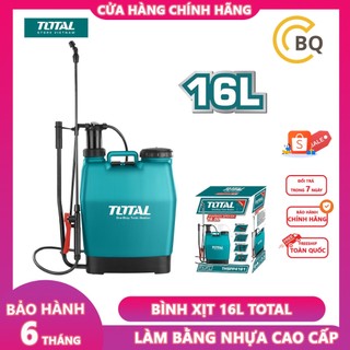 Bình xịt phun sương 16L TOTAL THSPP4161 làm bằng nhựa cao cấp, bình xịt tưới cây, bình phun hoá chất