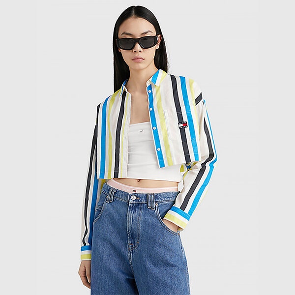 TOMMY HILFIGER - Áo Sơ Mi Nữ Tay Dài Tjw Cropped Stripe Shirt DW0DW15205MSA