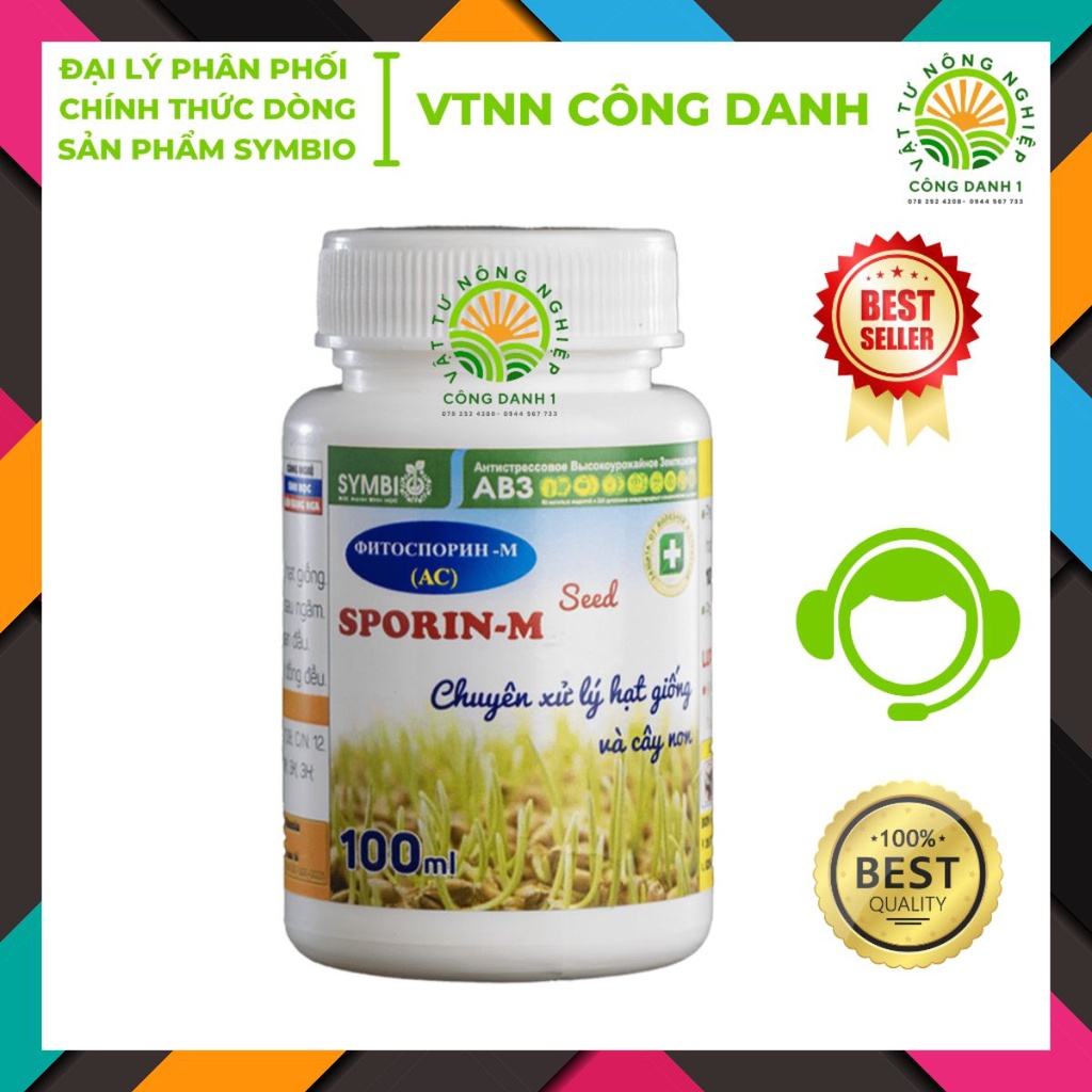 SPORIN M của SYMBIO chai 100ml chuyên xử lý hạt giống và cây non