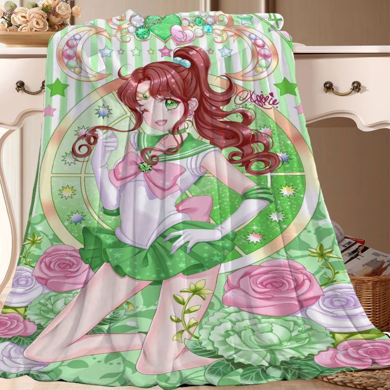 Chăn Vải flannel In Hình Thủy Thủ Mặt Trăng Kiểu Nhật Bản Dễ Thương Cho Bé