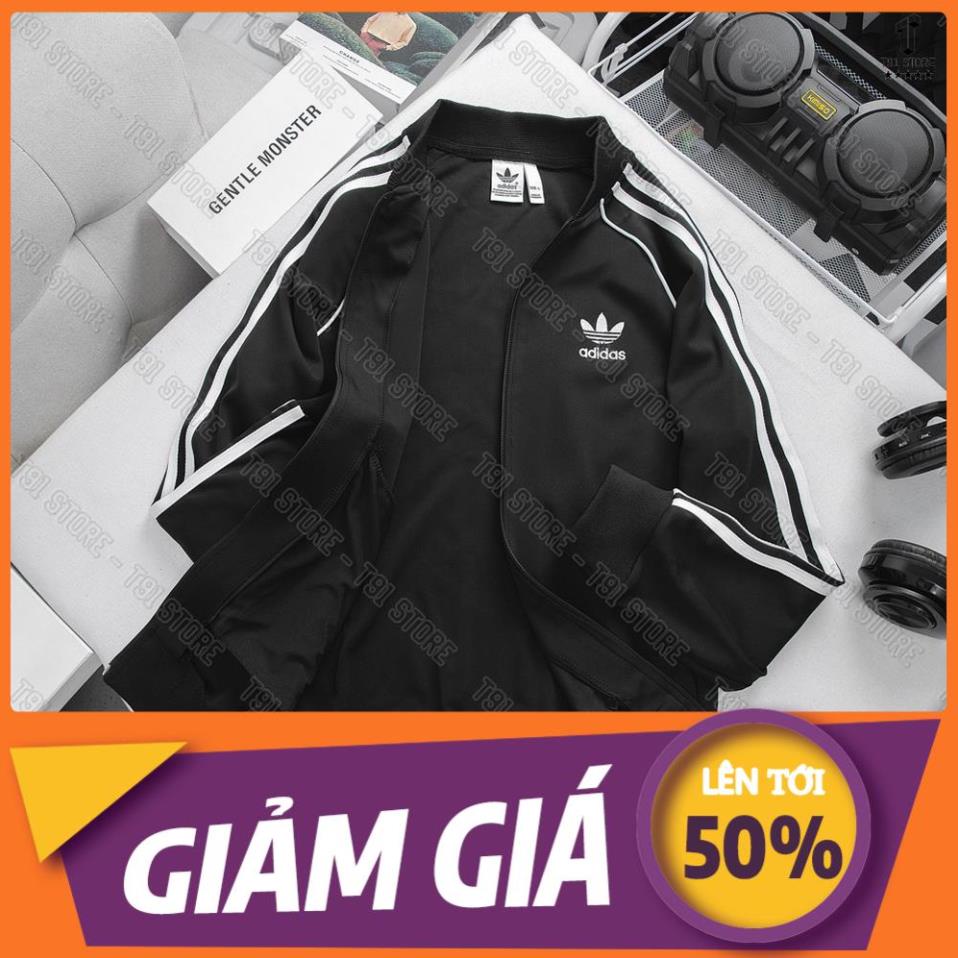 Áo Khoác Adidas Thể Thao Chất Thun Dày Dặn Chống Gió - Áo Bomber Nam Nữ 3 Sọc Hình Thêu Cao Cấp