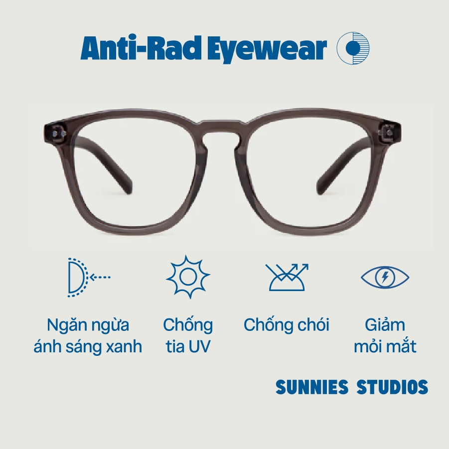 Kính Sunnies Studios Chống Ánh Sáng Xanh Yoji Dark Smoke