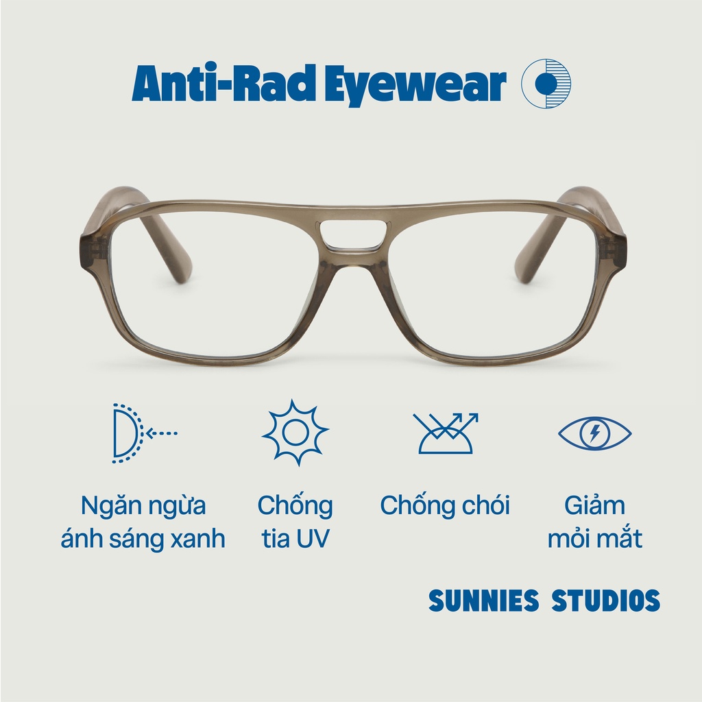 Kính Sunnies Studios Chống Ánh Sáng Xanh Gọng Vuông Tobias Fog