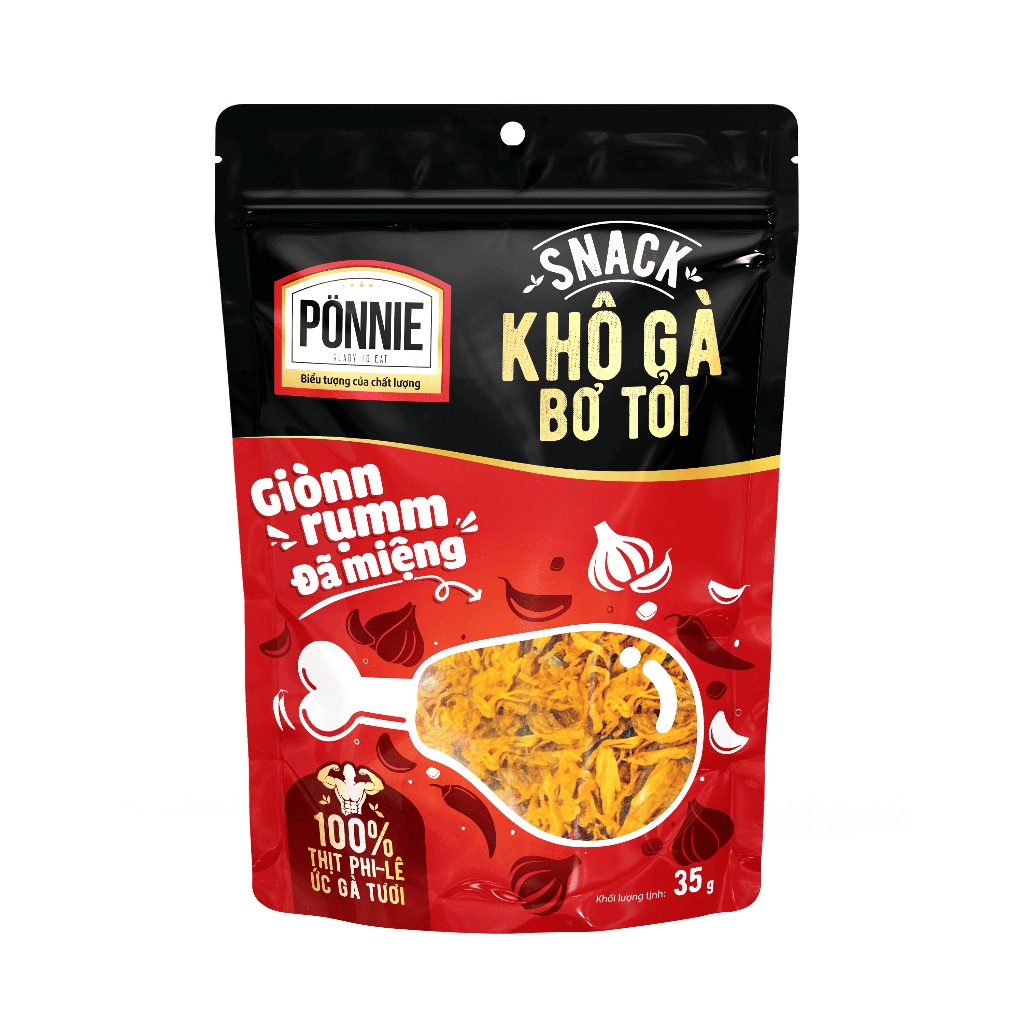 Snack Ponnie Khô Gà Bơ Tỏi Gói 35gr