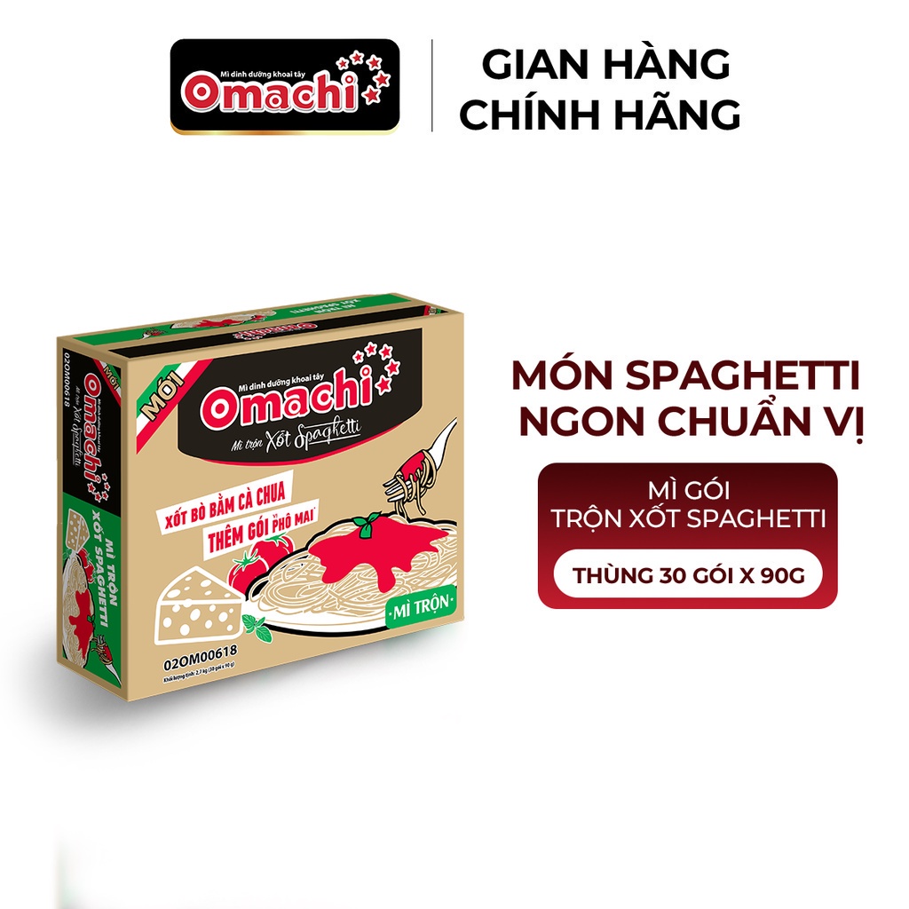 Mì Omachi Mì Trộn Xốt Spaghetti Gói -Thùng 30 Gói x 90g