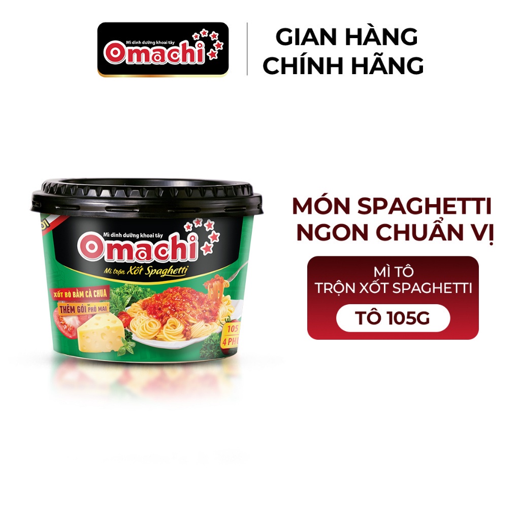 Mì Omachi Trộn Xốt Spaghetti Tô - Combo 6 Tô x 105g