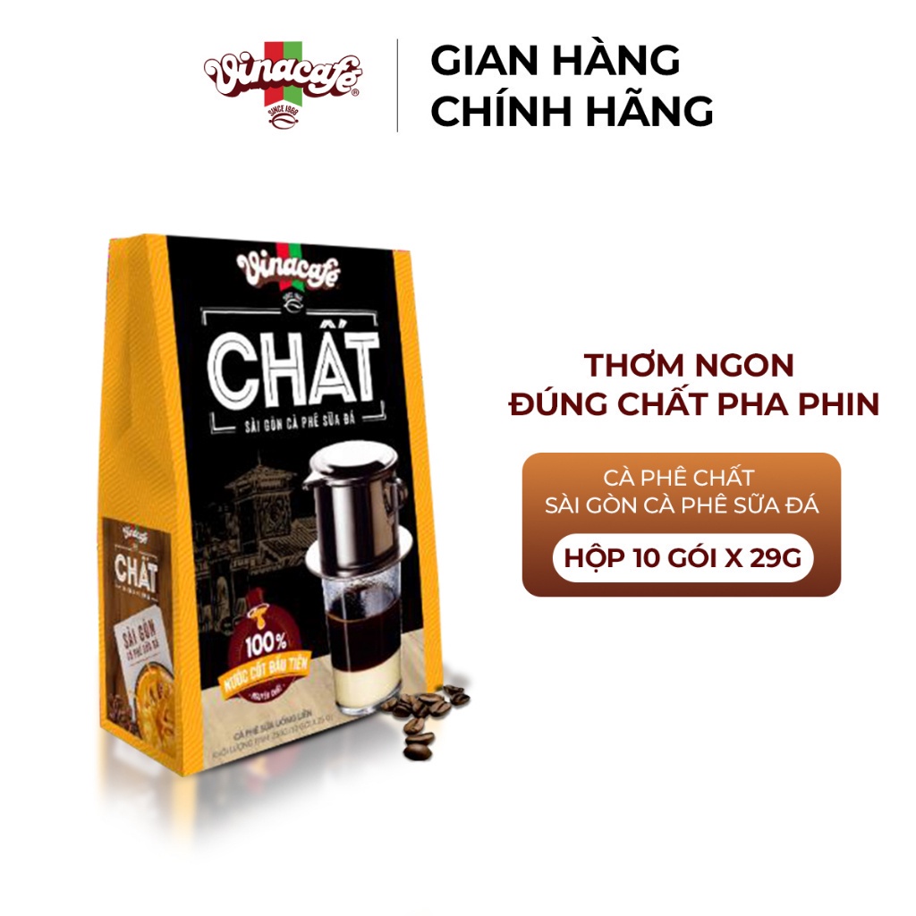 Cà Phê Vinacafé Chất Sài Gòn Cà Phê Sữa Đá - Hộp 10 Gói x 29g