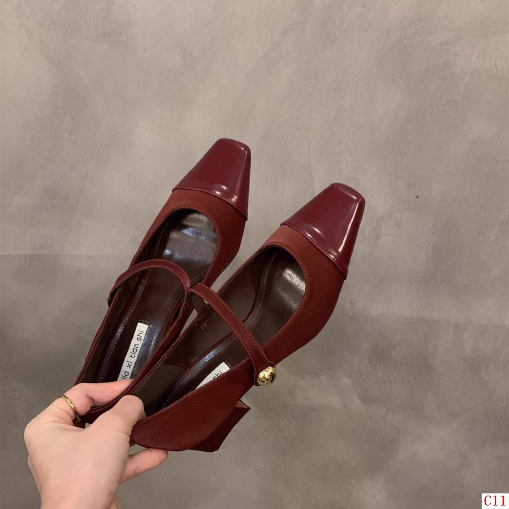 Giày Cao Gót Mũi Nhọn Phong Cách Thời Trang Pháp Cổ Điển Hàng Mới 2023 Dành Cho Bạn Nữ mary jane