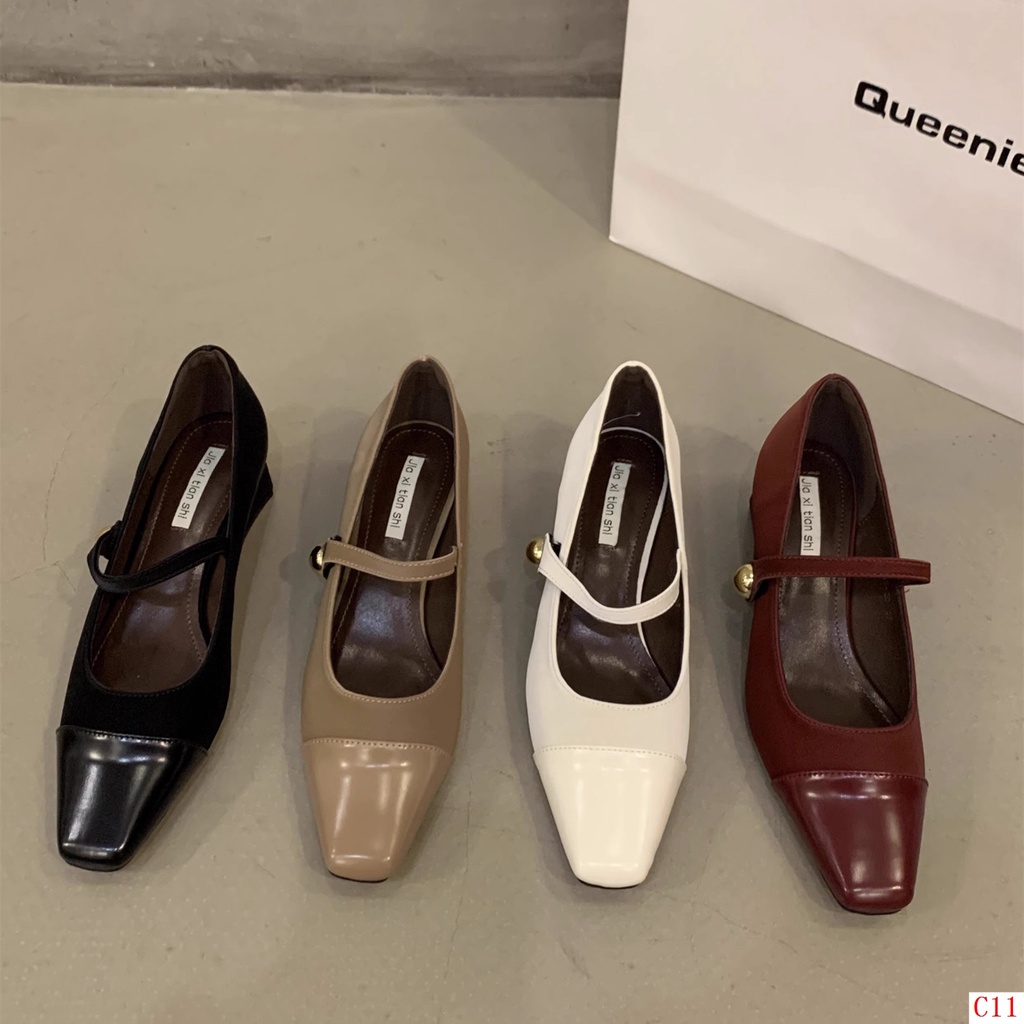 Giày Cao Gót Mũi Nhọn Phong Cách Thời Trang Pháp Cổ Điển Hàng Mới 2023 Dành Cho Bạn Nữ mary jane