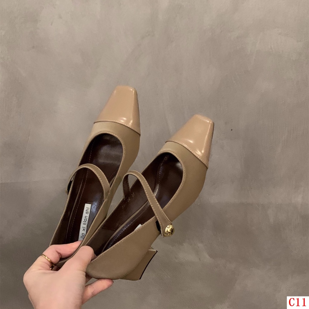 Giày Cao Gót Mũi Nhọn Phong Cách Thời Trang Pháp Cổ Điển Hàng Mới 2023 Dành Cho Bạn Nữ mary jane