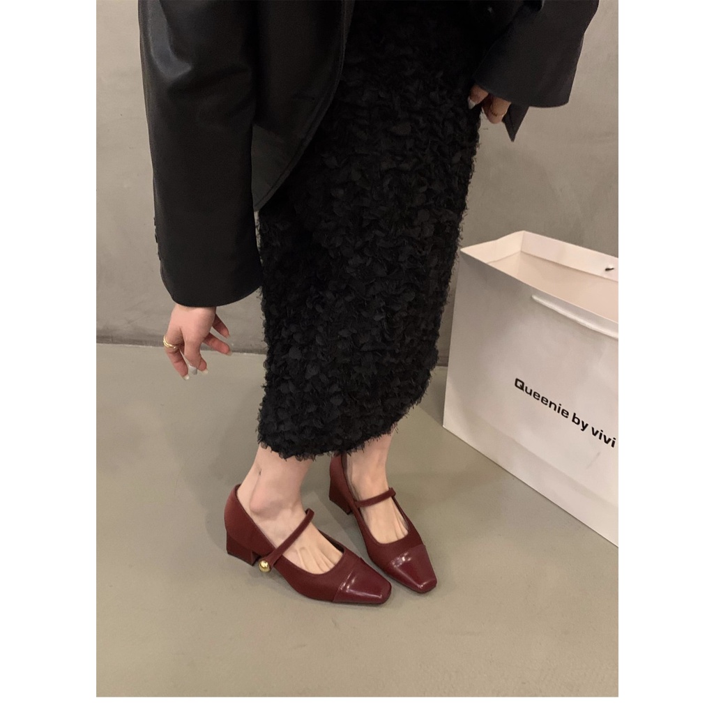 Giày Cao Gót Mũi Nhọn Phong Cách Thời Trang Pháp Cổ Điển Hàng Mới 2023 Dành Cho Bạn Nữ mary jane