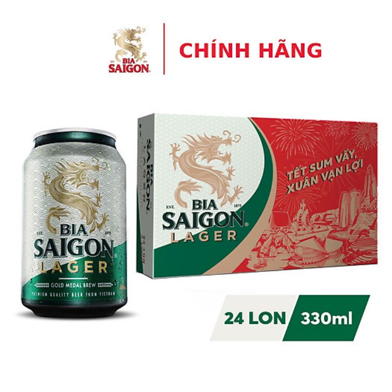thùng 24lon bia Sài Gòn xanh  330ml