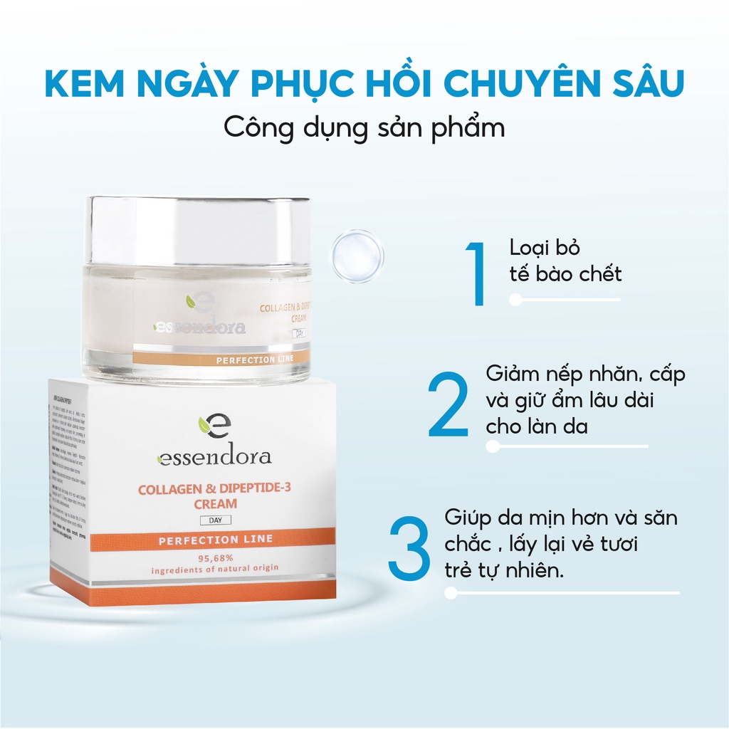 Kem Dưỡng Ban Ngày Essendora Collagen & Dipeptid-3 Cream 50ml Giúp Cải Thiện Độ Căng, Làm Mịn Và Dưỡng Ẩm Da