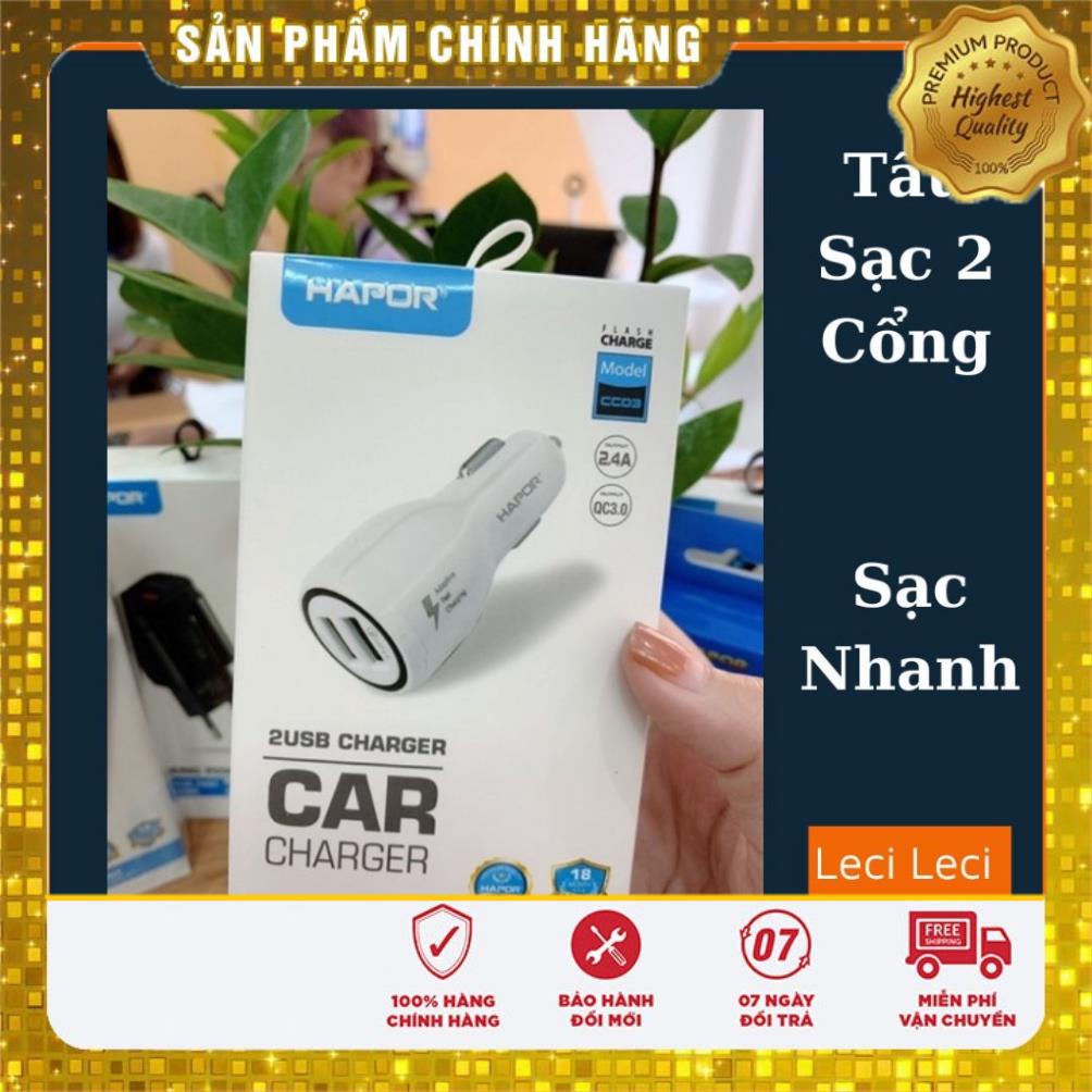 Tẩu sạc ô tô HAPOR DUAL 2.4A - 3.0 hỗ trợ sạc nhanh -  bảo hành 12 tháng