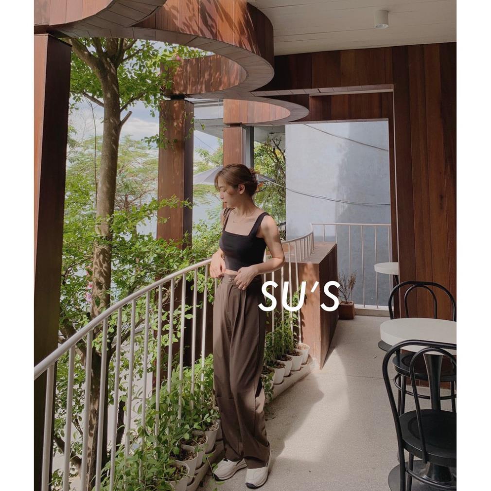 Áo 2 dây bản to có mút ngực 2 dây croptop Ao2daybantocodem6045/P1K12