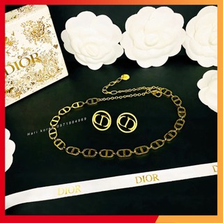 Sét trang sức CD gồm vòng cổ CD và khuyên tai phụ kiện trang sức cao cấp nhà dior Trang nemo shop