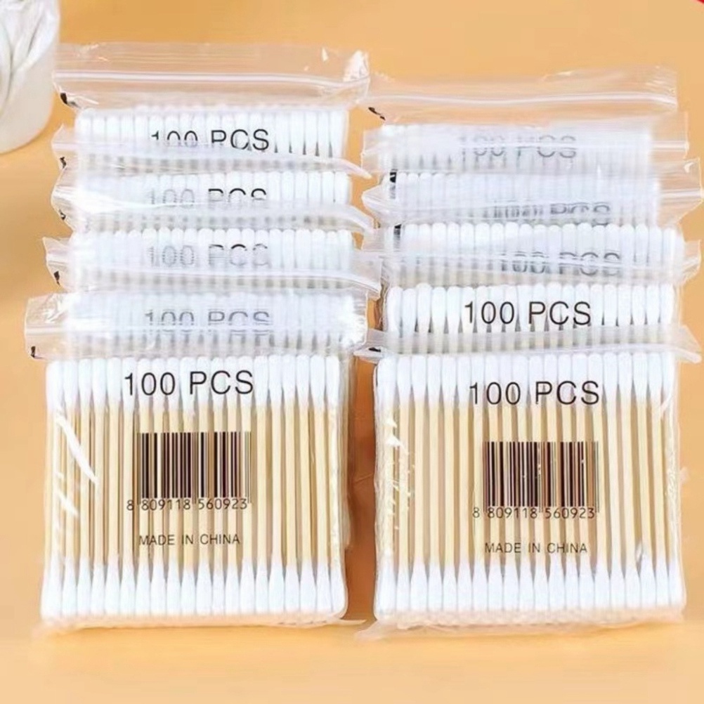 100 Tăm Bông 2 Đầu Vệ Sinh Tai, Mũi - Kháng Khuẩn, Mềm Mịn .ĐTBX