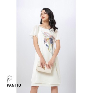 FDP31568 - Đầm dạo phố vải voan nhẹ pha lụa kèm hoạ tiết đơn giản - PANTIO