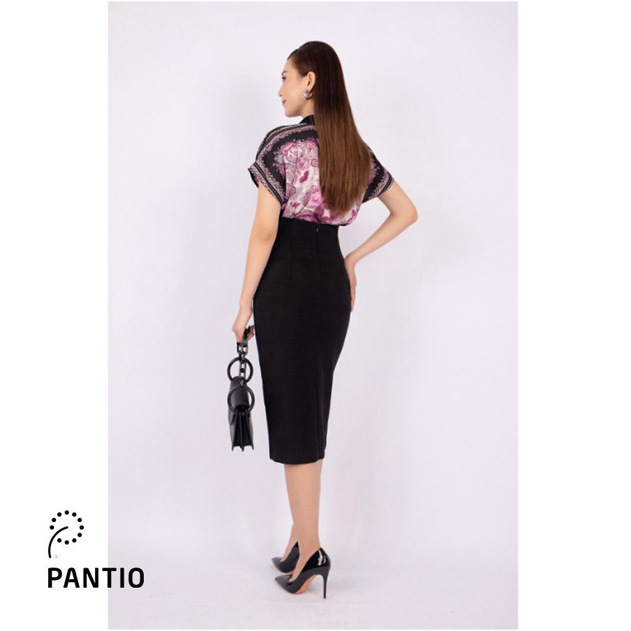 FAS33362 - Áo kiểu công sở vải lụa dáng suông cổ đức vai chờm tay liền - PANTIO