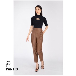 Fqd9931 - quần chất liệu da dáng suông cạp cao - pantio