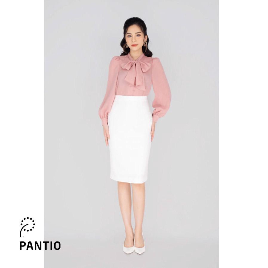 FAS13167 - Áo sơ mi công sở vải chiffon dáng suông cổ buộc nơ khuy bọc cài khuyết dây - PANTIO