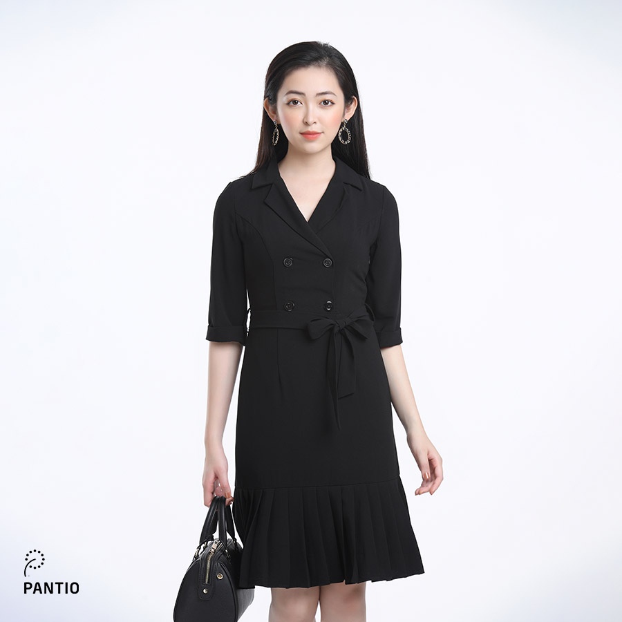 Đầm dạo phố chất liệu cotton cổ vest dáng suông FDC12693 - PANTIO