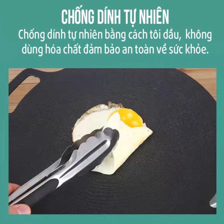 Chảo Đá Nướng Thịt Kiểu Hàn Quốc, Vỉ Nướng BBQ Chống Dính Không Cần Dầu Size 34cm Hàng Chính Hãng