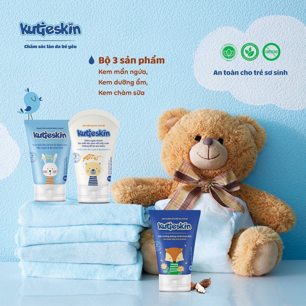 KUTIESKIN Kem bôi dưỡng ẩm  giúp mềm da cho trẻ sơ sinh và trẻ nhỏ, dầu hướng dương, bơ shea đức