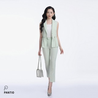 Áo sơ mi nữ không tay bo chun phần eo cổ vest BAS52288 - PANTIO
