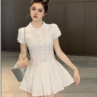 Đầm xòe dáng ngắn cổ tròn phối bèo siêu hot cc0075 gkt