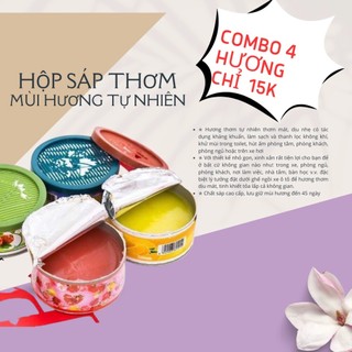 Combo 4 hộp sáp thơm phòng - hộp thơm phòng khử mùi nhà vệ sinh mùi thơm tự nhiên
