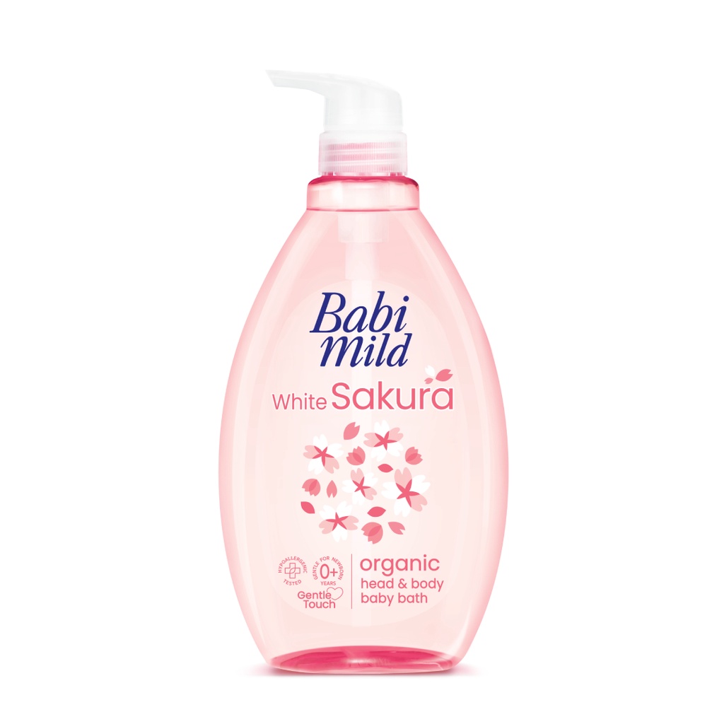 Sữa Tắm Gội Trẻ Em Babi Mild White Sakura 800ML
